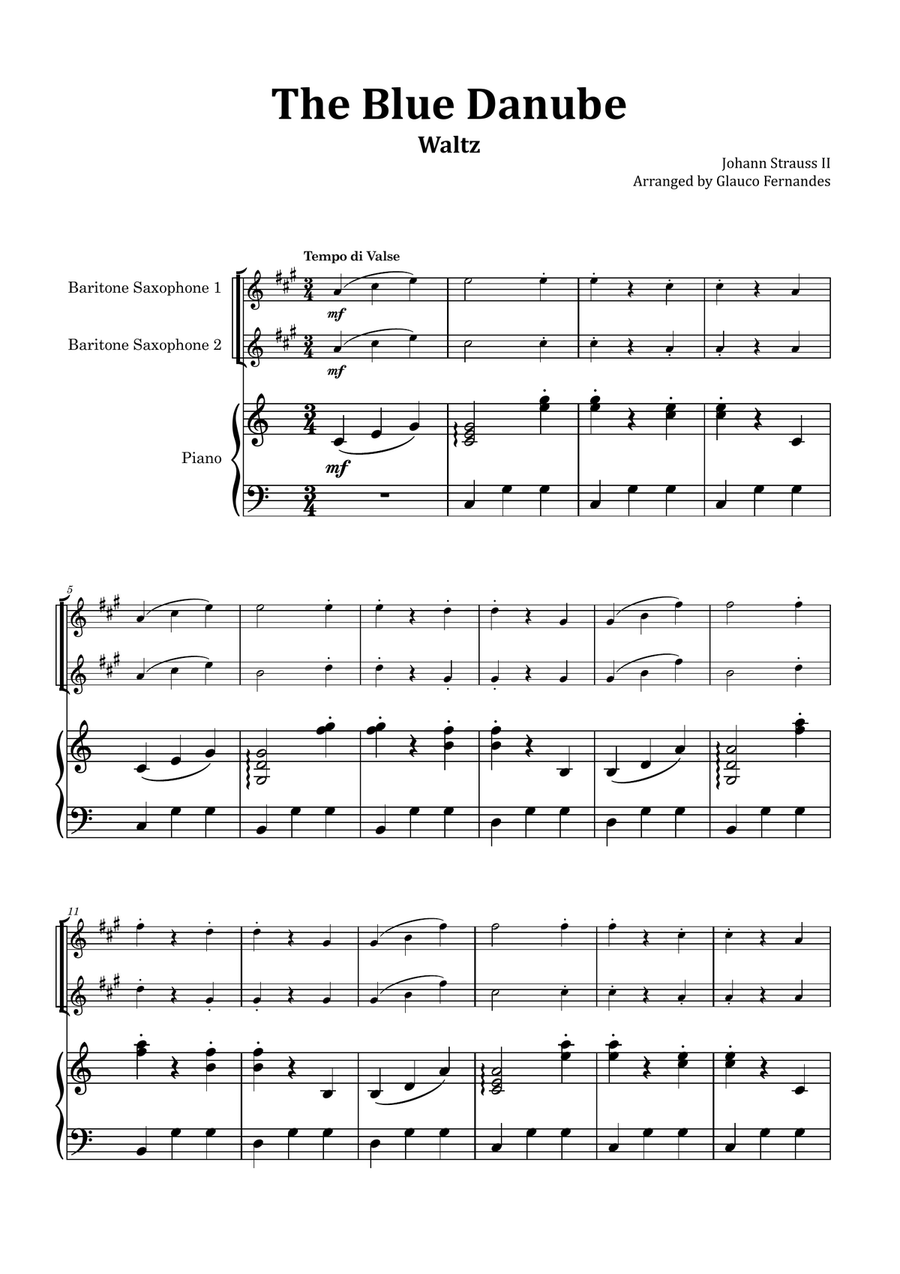 Book cover for The Blue Danube - Baritone Saxophone Duet with Piano