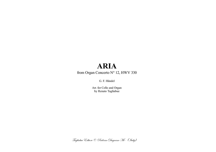 HANDEL - ARIA - HWV 330 - Arr. for Cello and Org. With Cello Part. String Duet scores gallery preview page 1