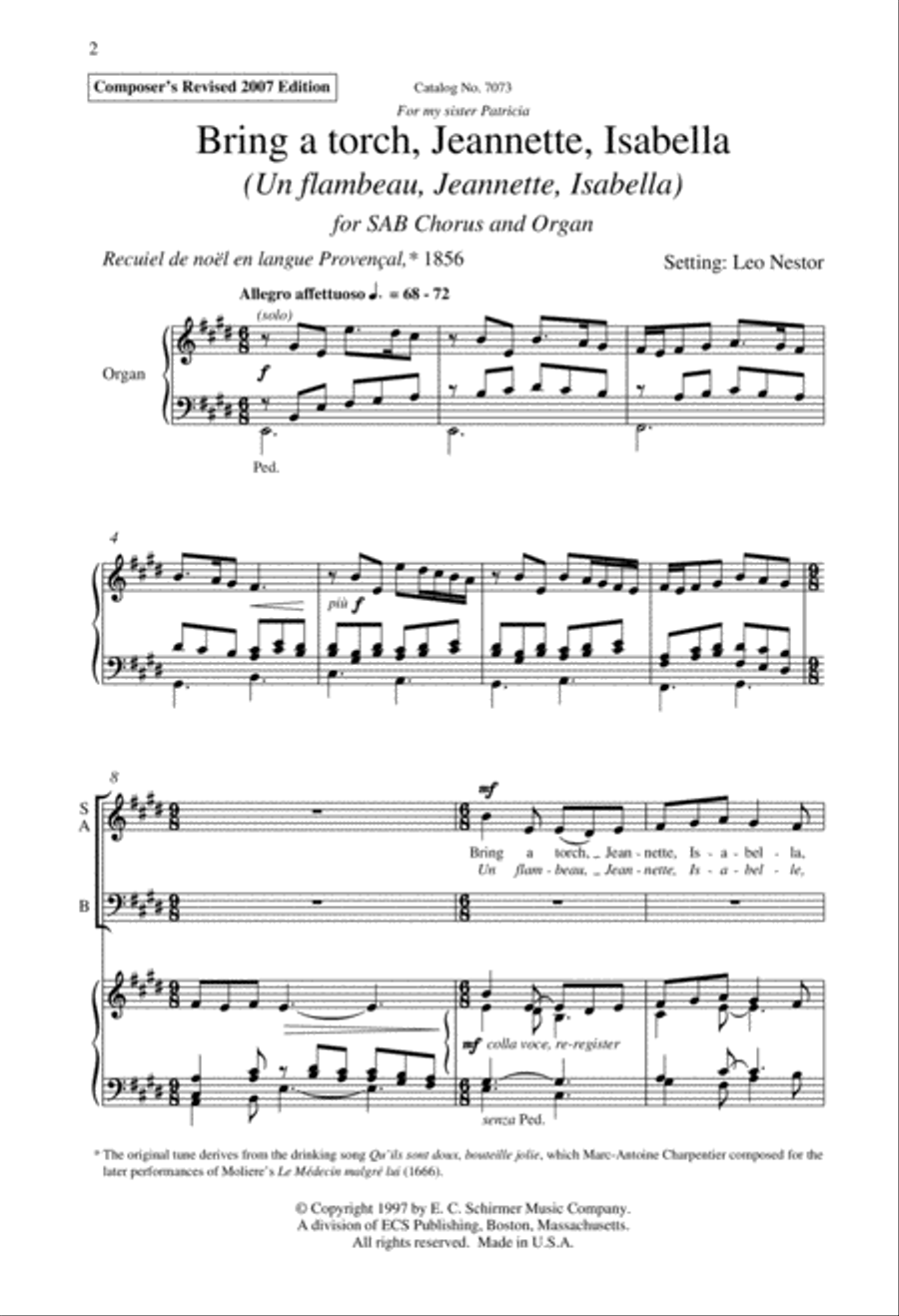 Bring a Torch, Jeannette, Isabella 3-Part scores gallery preview page 2