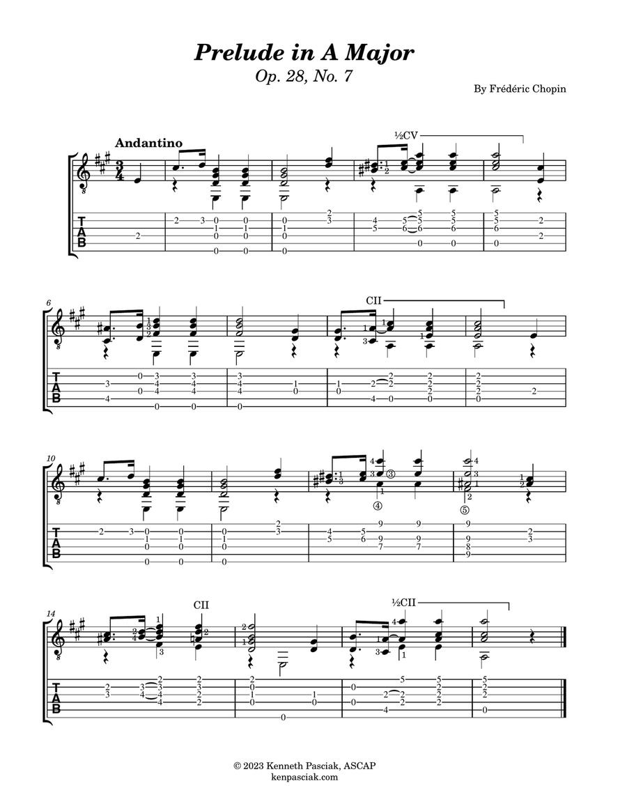 Prelude in A Major by Chopin (for Solo Guitar) image number null