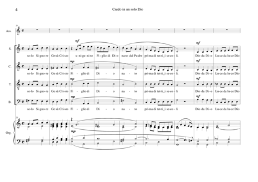 Credo in un solo Dio Credo in un solo Dio 4-Part scores gallery preview page 4