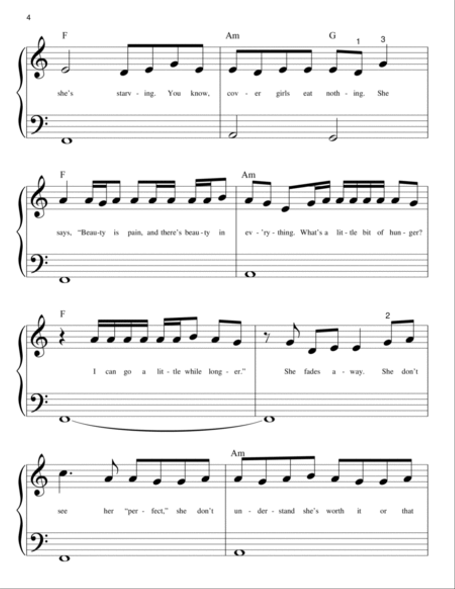 Scars To Your Beautiful Easy Piano scores gallery preview page 4