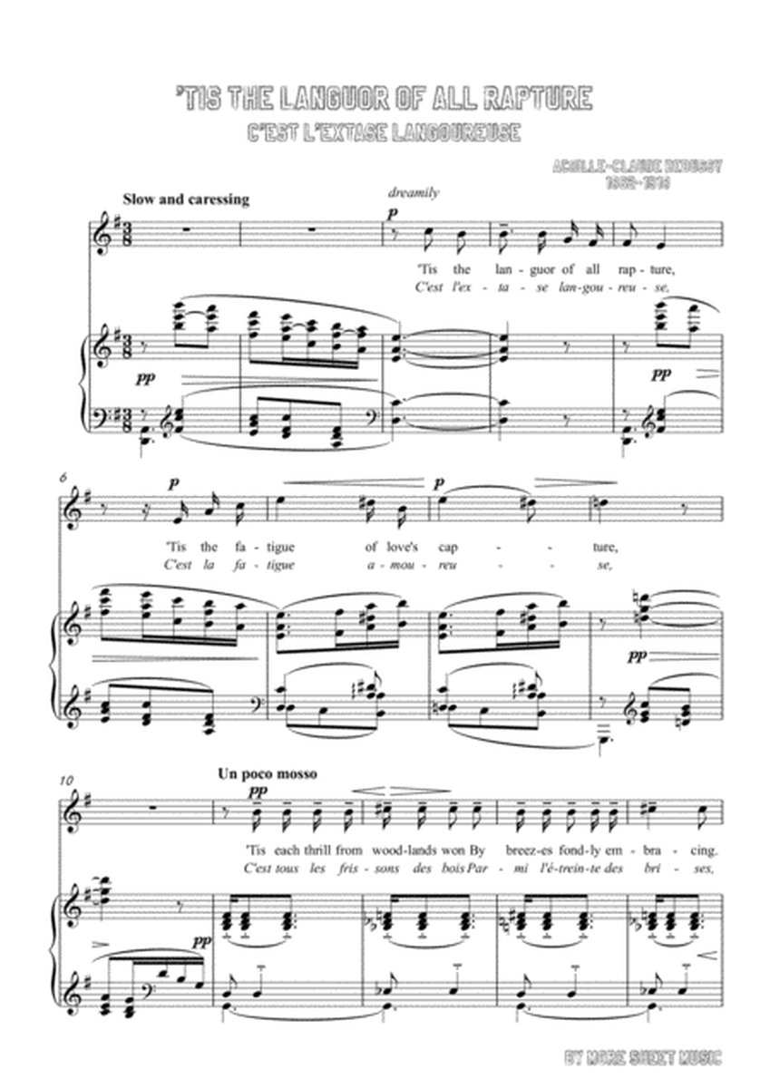 Debussy-'Tis the Languor of all Rapture in G Major,for voice and piano
