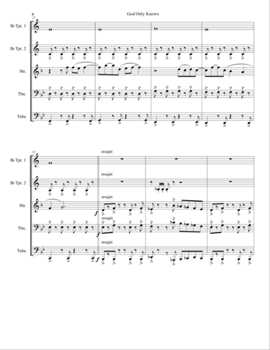 God Only Knows Brass Ensemble scores gallery preview page 4