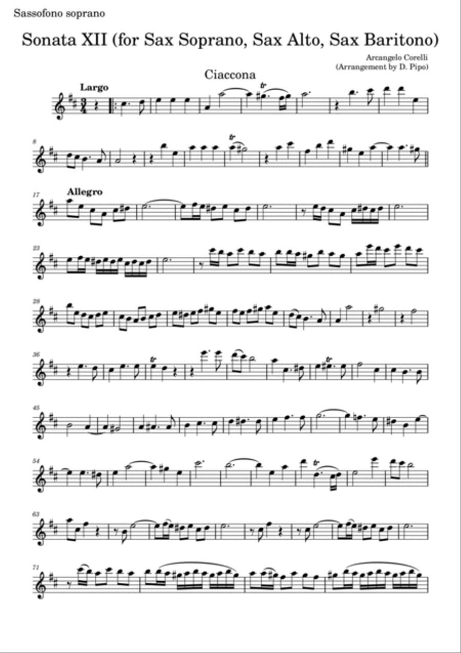 Sonata XII Opus.2 Woodwind Trio scores gallery preview page 6