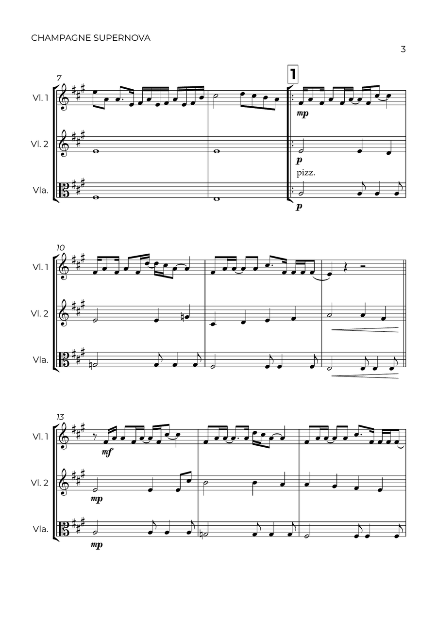 Champagne Supernova String Trio scores gallery preview page 3