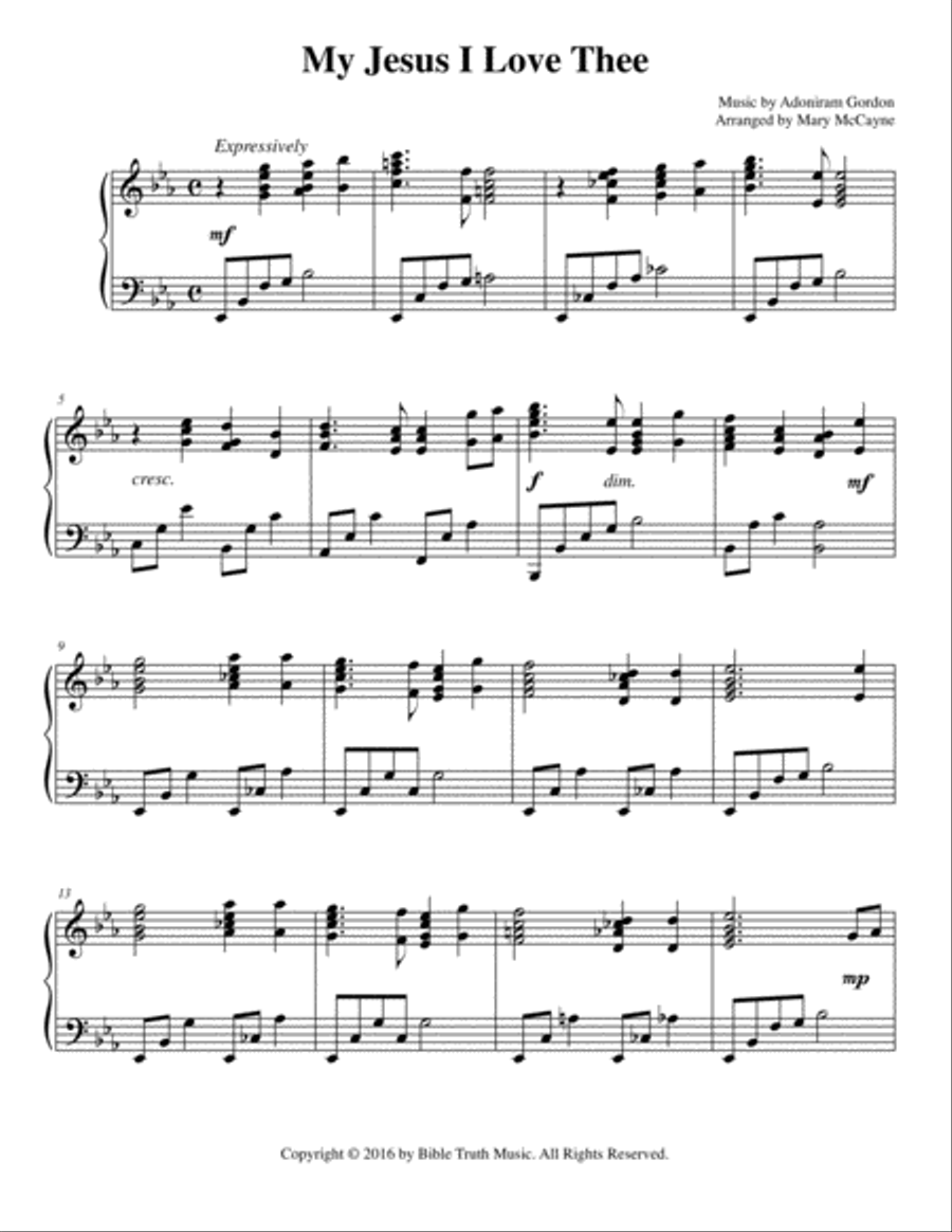 My Jesus I Love Thee Piano Solo scores gallery preview page 1