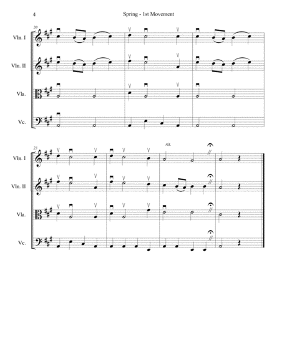 Spring from the Four Seasons String Quartet scores gallery preview page 4