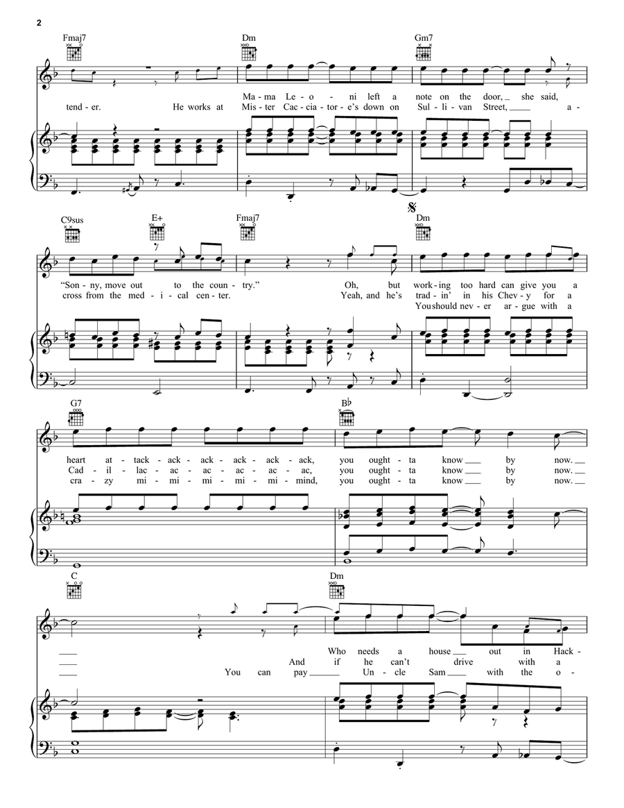 Movin' Out (Anthony's Song) Piano, Vocal, Guitar scores gallery preview page 2