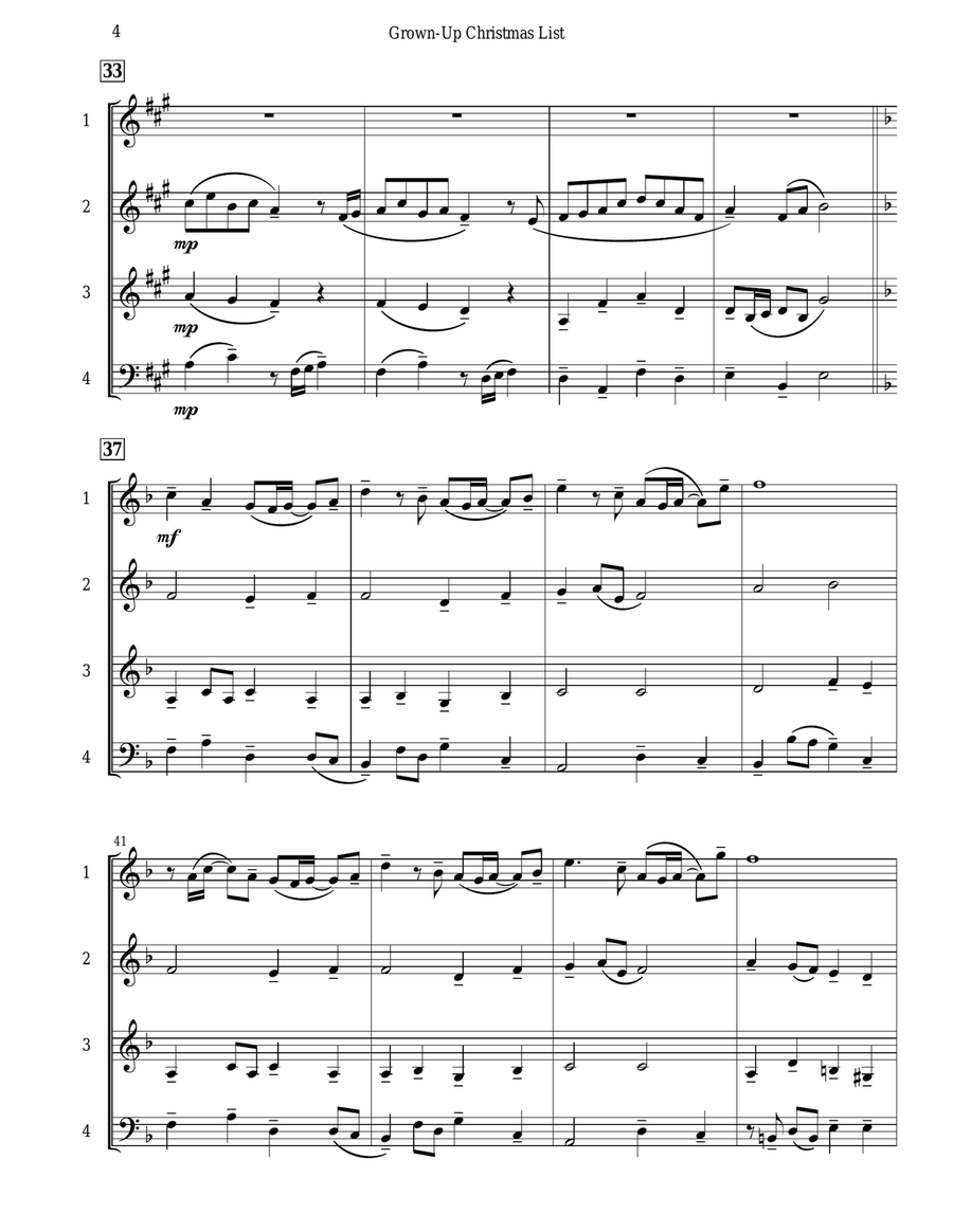Grown-Up Christmas List Brass Quartet scores gallery preview page 5