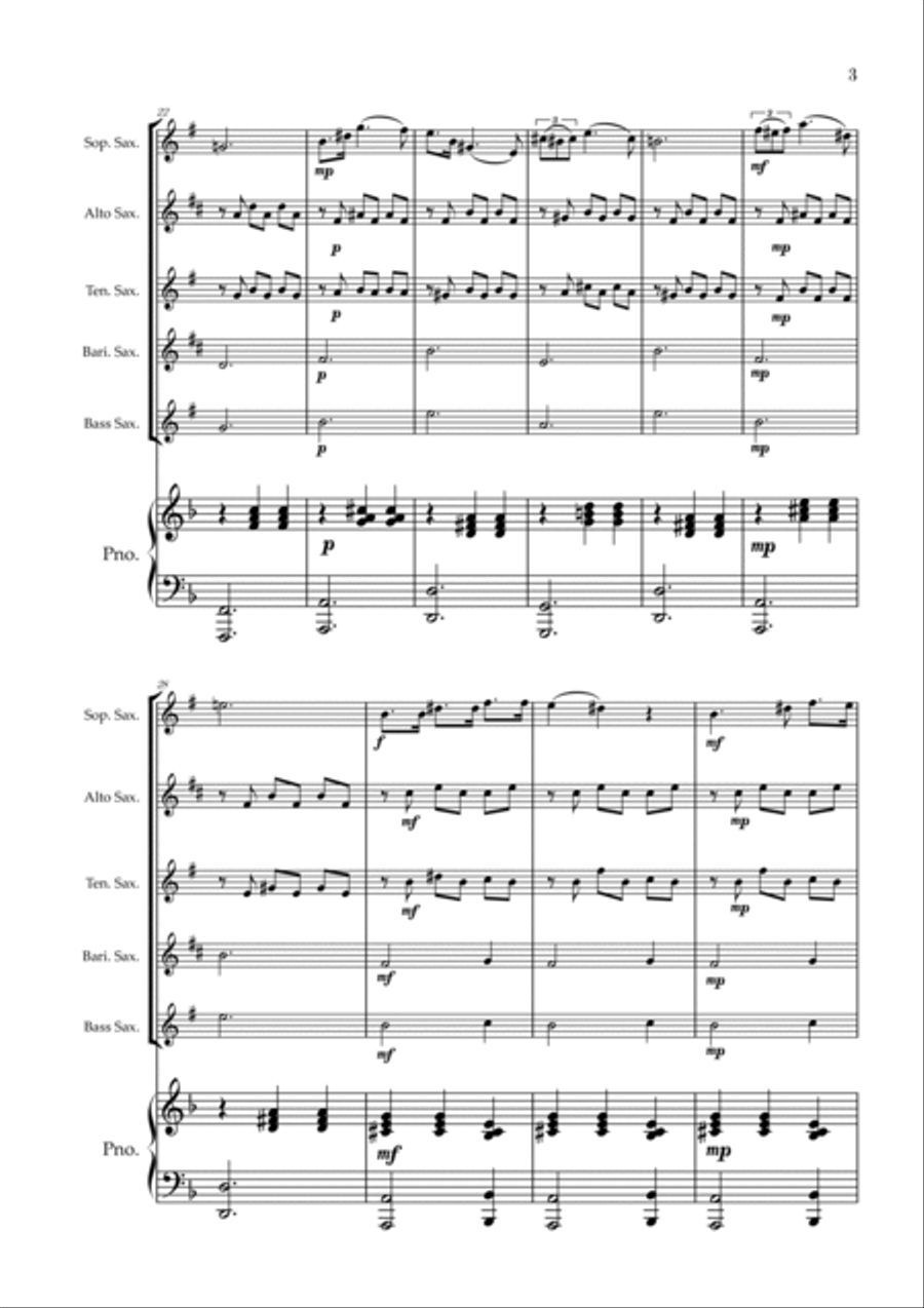Serenade | Schubert | Saxophone Quintet | Piano Saxophone Quintet scores gallery preview page 3