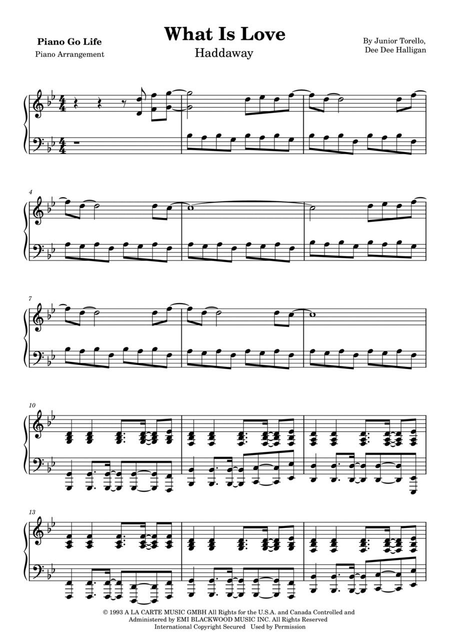 What Is Love What Is Love Piano Solo scores gallery preview page 1