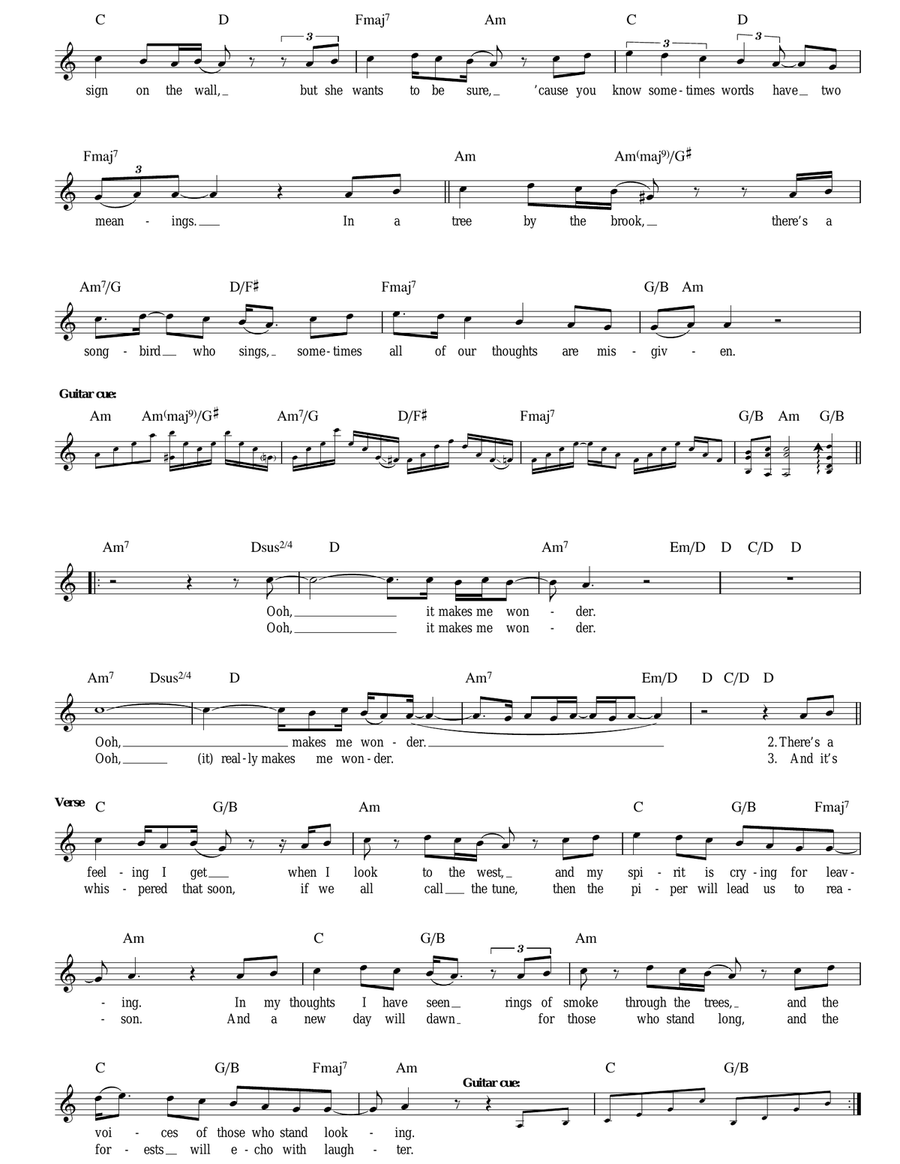 Stairway To Heaven Bass Guitar Tablature scores gallery preview page 2