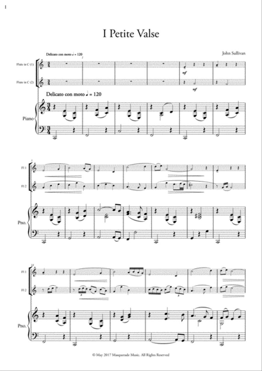 Two Miniatures for 2 Flutes and Piano (with optional piccolo duet) Flute Duet scores gallery preview page 2