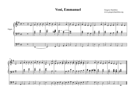 Veni, Emmanuel, O Come, O Come, Emmanuel Alternate Harmonization for Organ