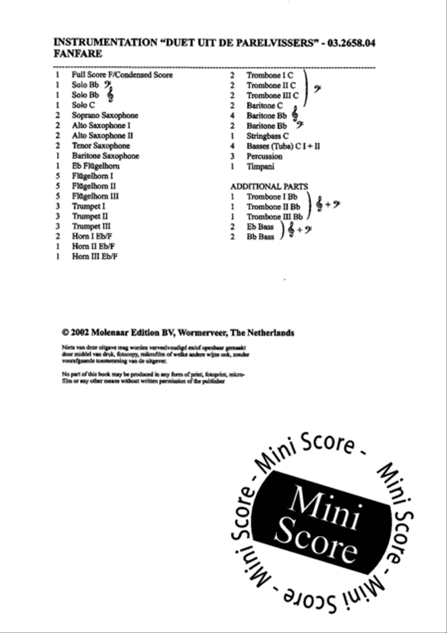 Duet uit de Parelvissers Fanfare Band scores gallery preview page 4