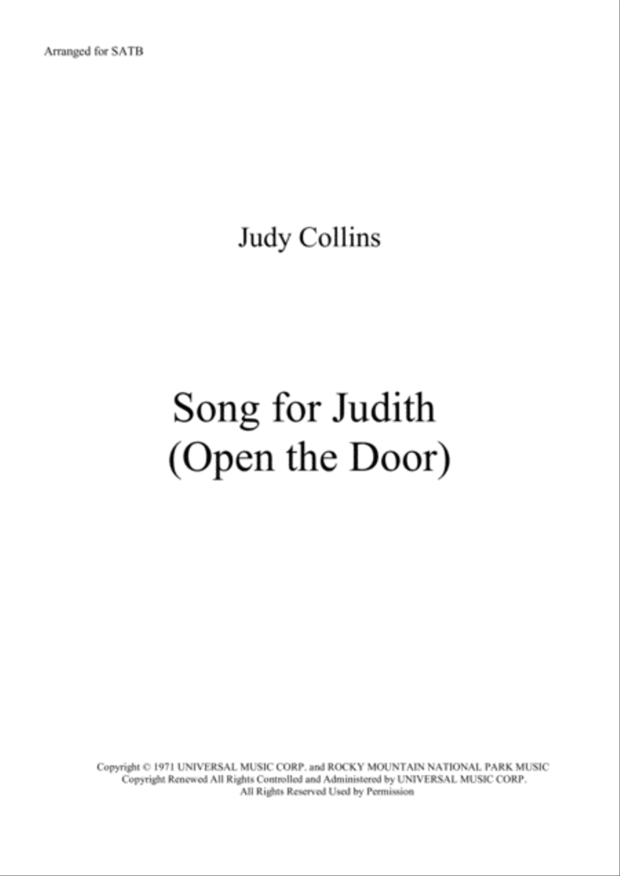 Song For Judith (open The Door) 4-Part scores gallery preview page 1