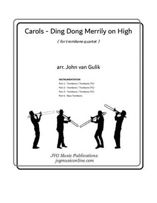 Book cover for Ding Dong Merrily on High - Carols - Trombone Quartet
