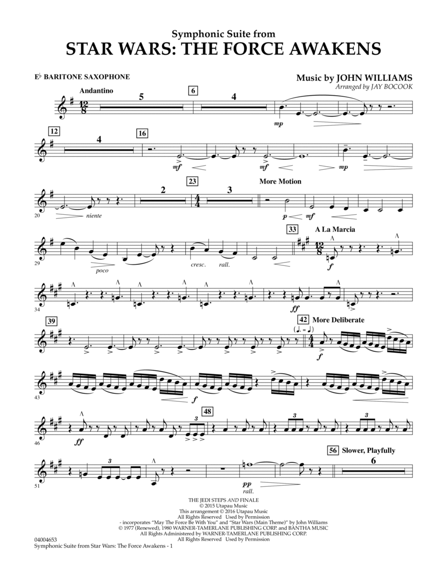 Symphonic Suite from Star Wars: The Force Awakens - Eb Baritone Saxophone Baritone Saxophone scores gallery preview page 1