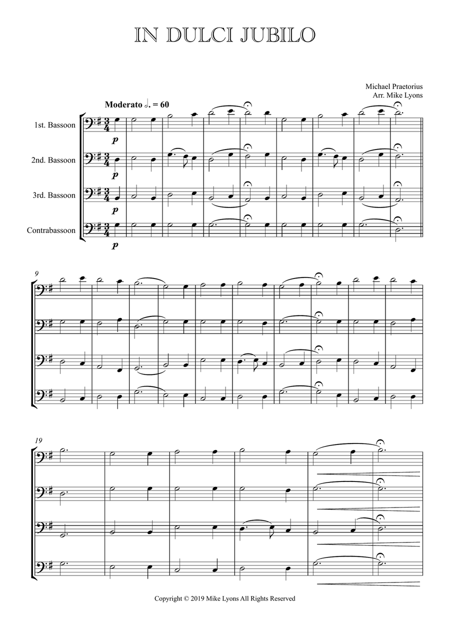 Bassoon Quartet - In Dulci Jubilo Woodwind Quartet scores gallery preview page 3