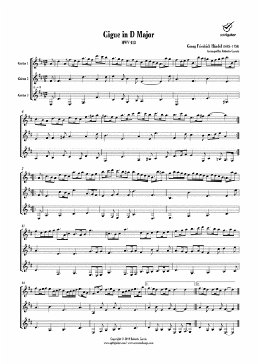 Gigue in D Major Small Ensemble scores gallery preview page 2