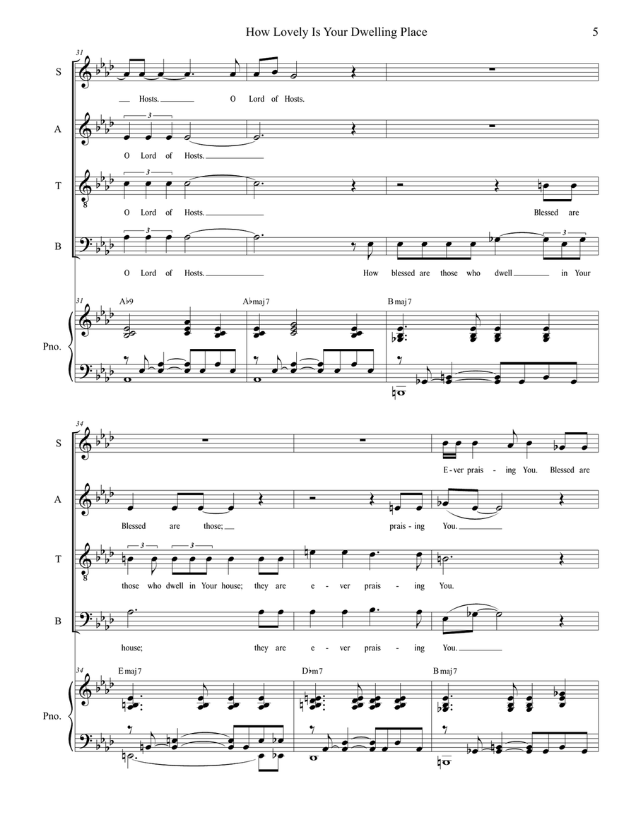 How Lovely Is Your Dwelling Place (SATB) 4-Part scores gallery preview page 5