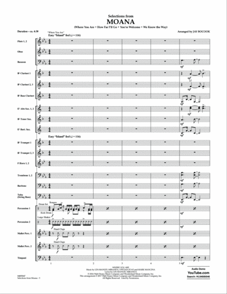 Selections from Moana - Conductor Score (Full Score) Concert Band scores gallery preview page 2