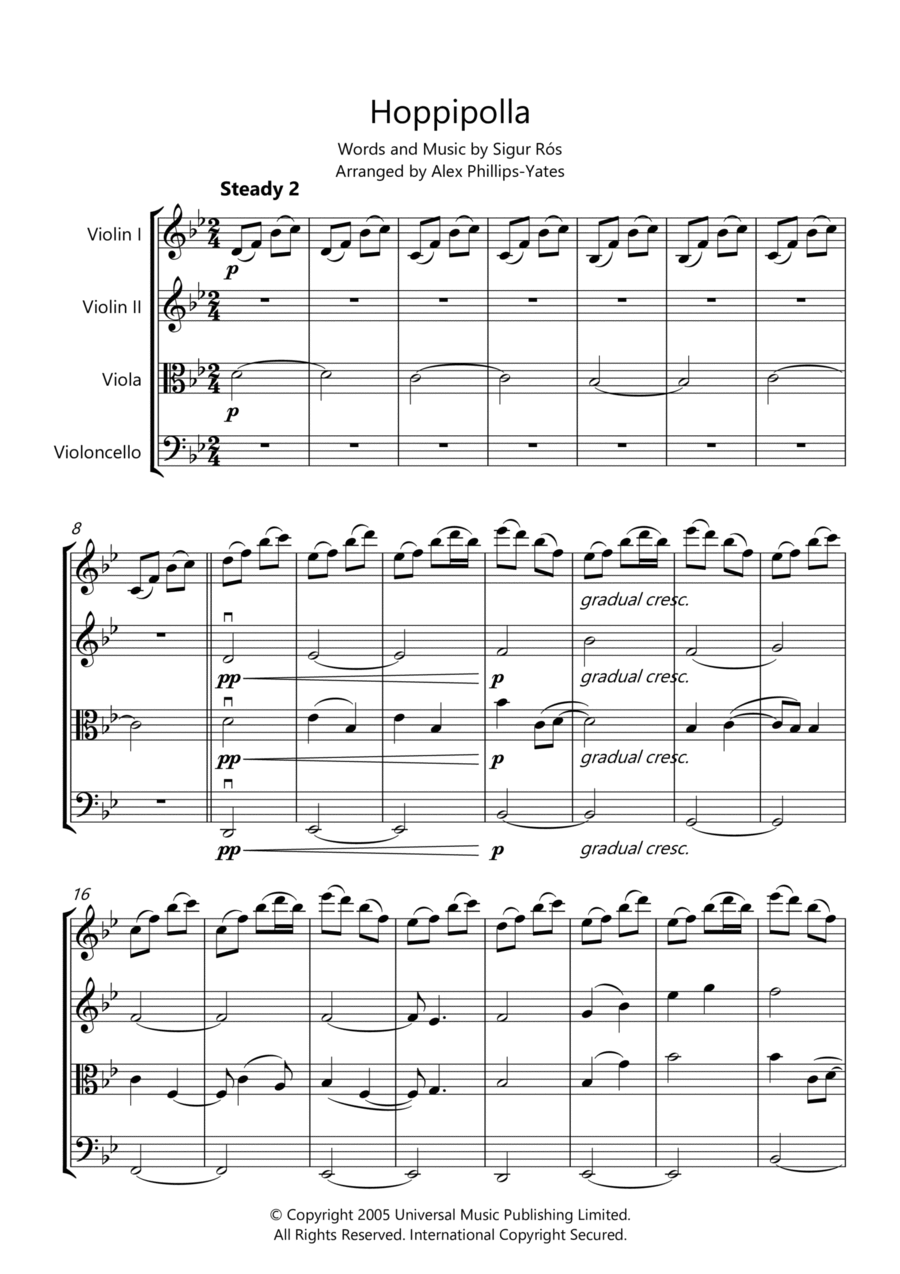 Hoppipolla Hoppipolla String Quartet scores gallery preview page 1