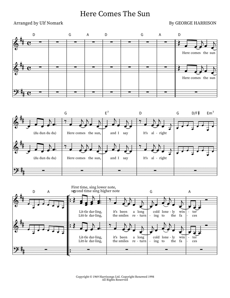 Here Comes The Sun 3-Part scores gallery preview page 1