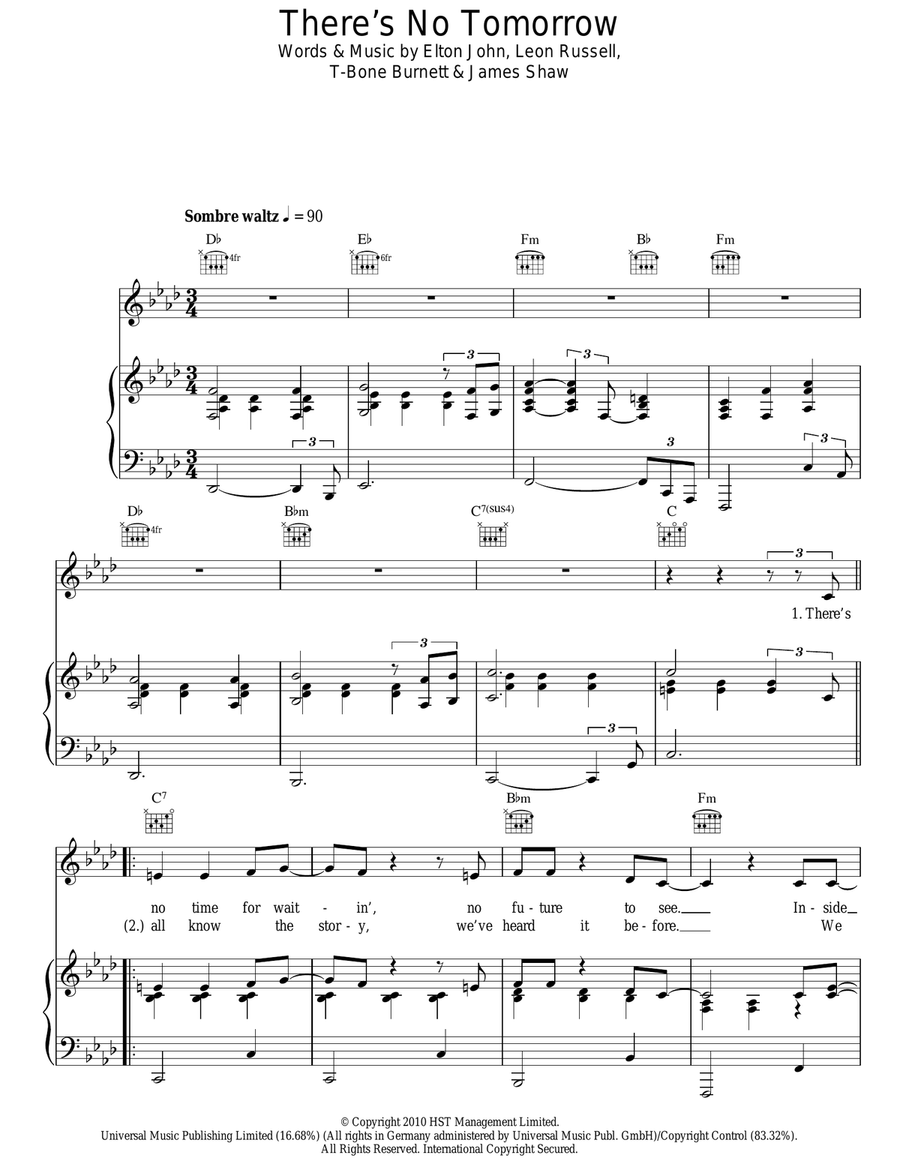 There's No Tomorrow Acoustic Guitar scores gallery preview page 1