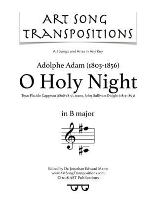 Book cover for ADAM: O Holy Night (transposed to B major)
