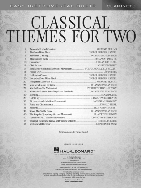 Classical Themes for Two Clarinets