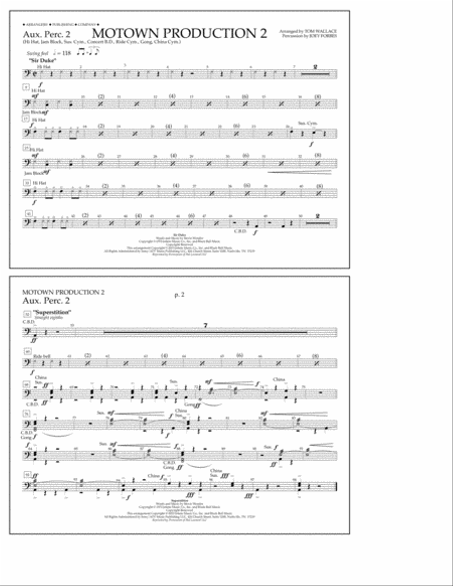 Motown Production 2 (arr. Tom Wallace) - Aux. Perc. 2 Marching Band scores gallery preview page 1