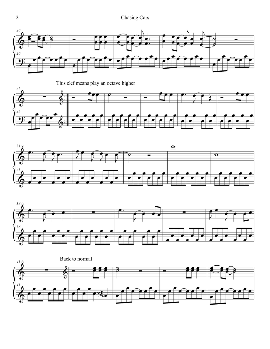 Chasing Cars Chasing Cars Harp scores gallery preview page 2