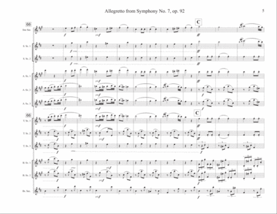 Allegretto from Symphony No. 7, op. 92 Woodwind Ensemble scores gallery preview page 5