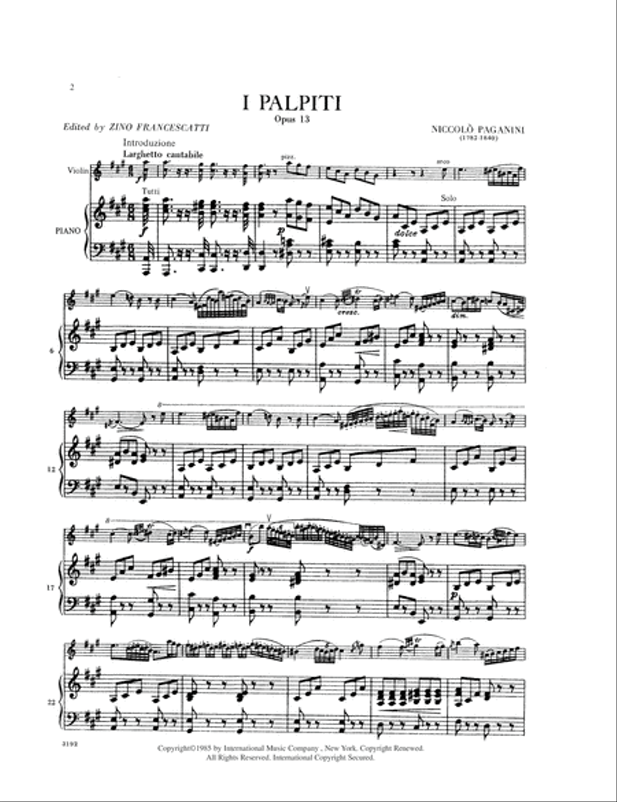I Palpiti, Opus 13 Violin Solo scores gallery preview page 2