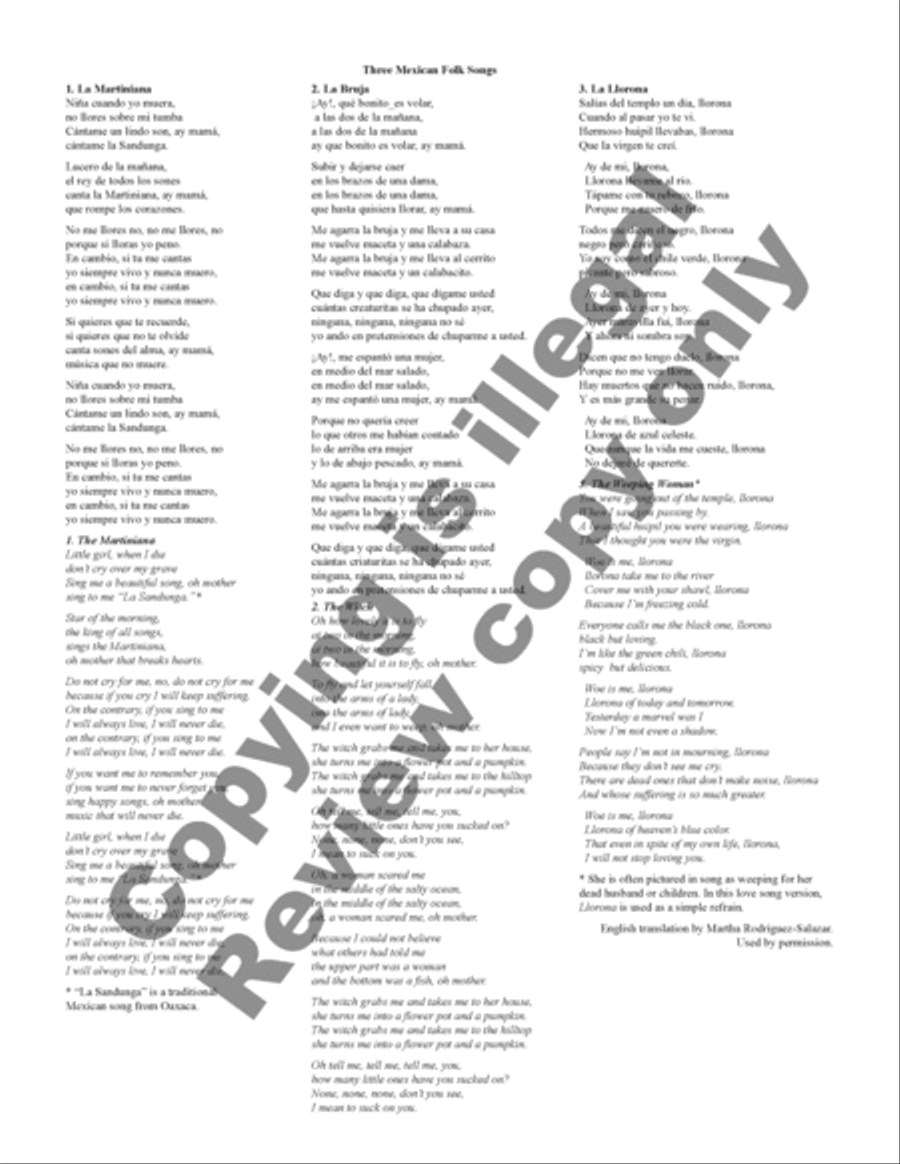Three Mexican Folk Songs (TTBB Full Score) TTBB scores gallery preview page 2