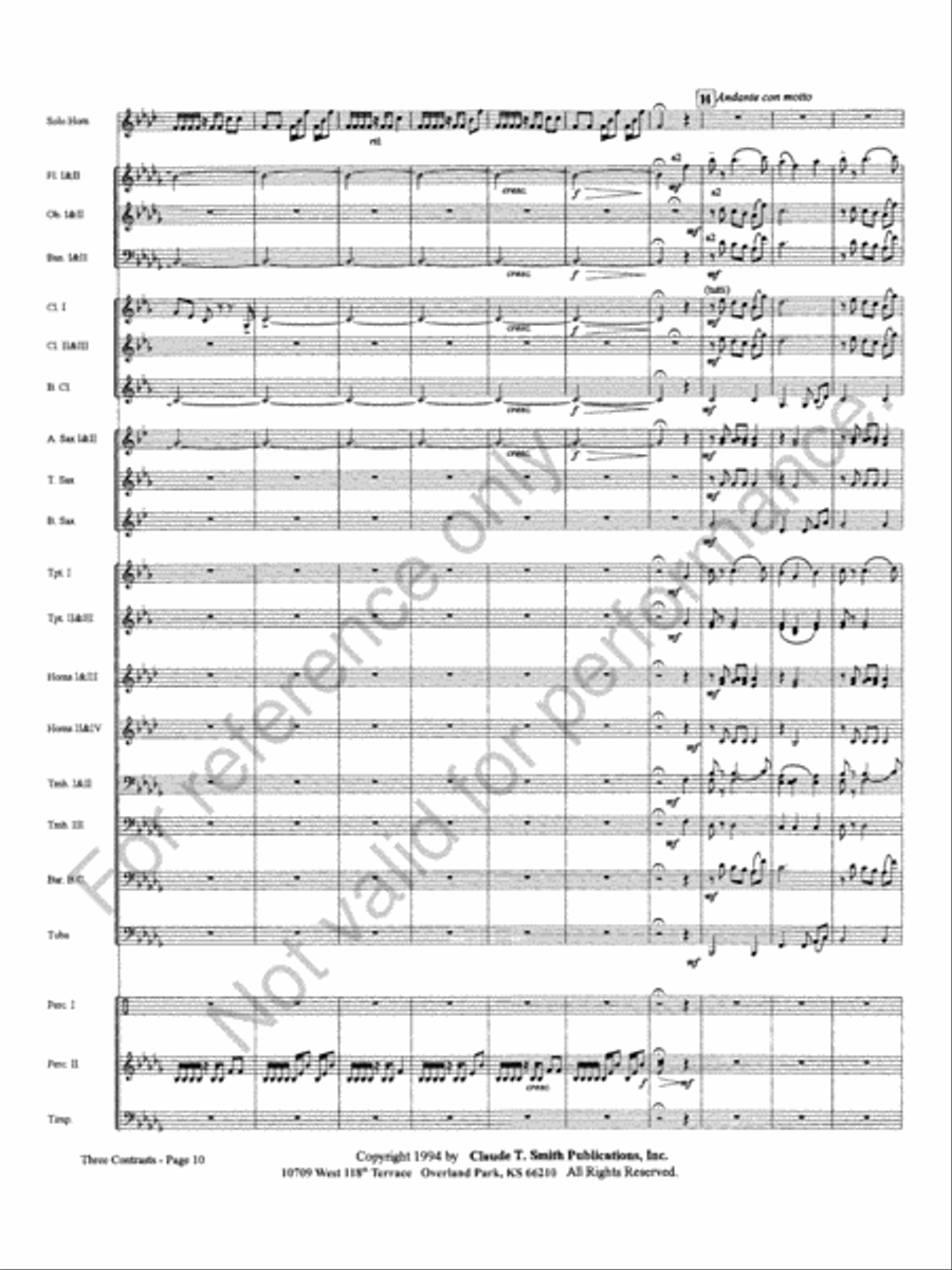 Three Contrasts for Two Horns And Wind Ensemble Concert Band scores gallery preview page 14