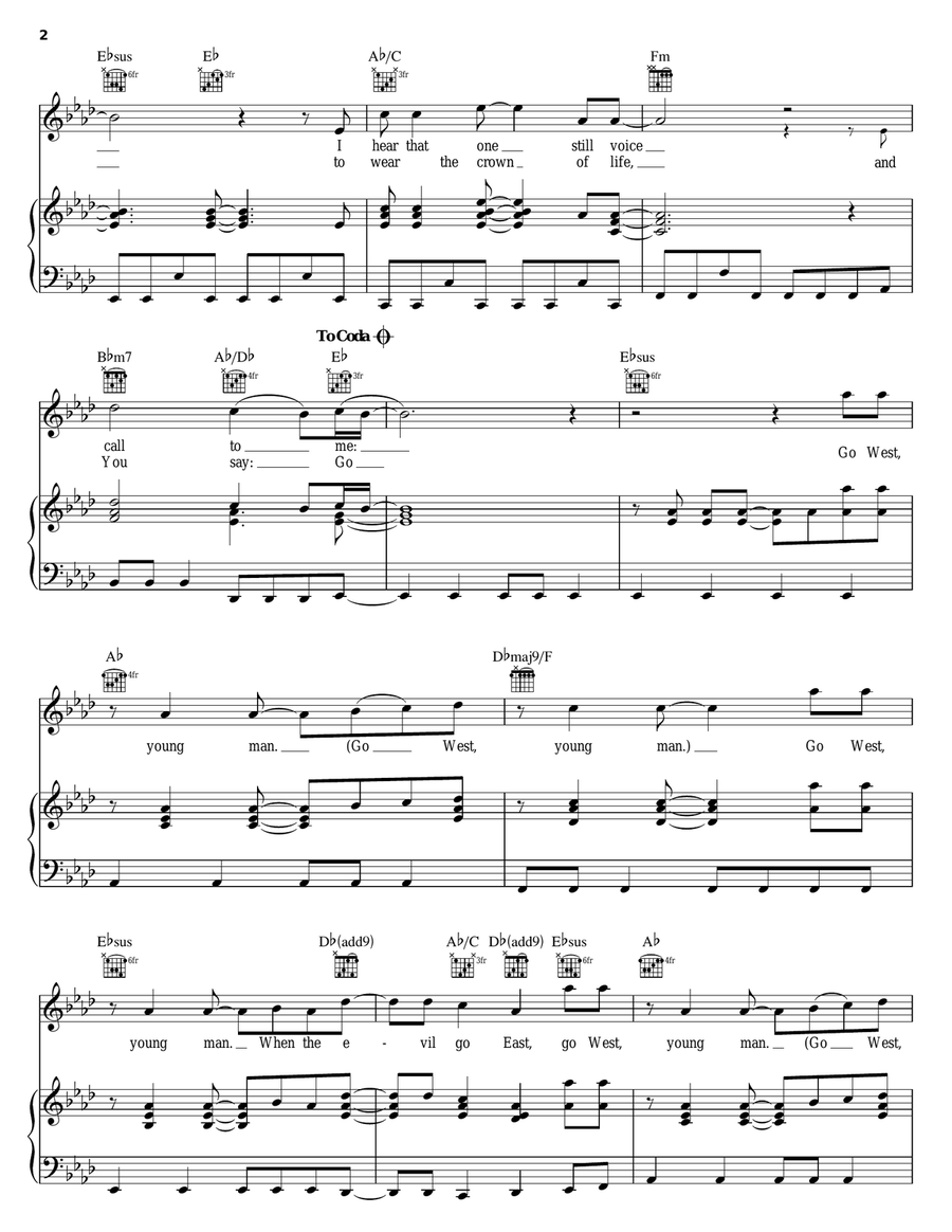 Go West Young Man Go West Young Man Piano, Vocal, Guitar scores gallery preview page 2