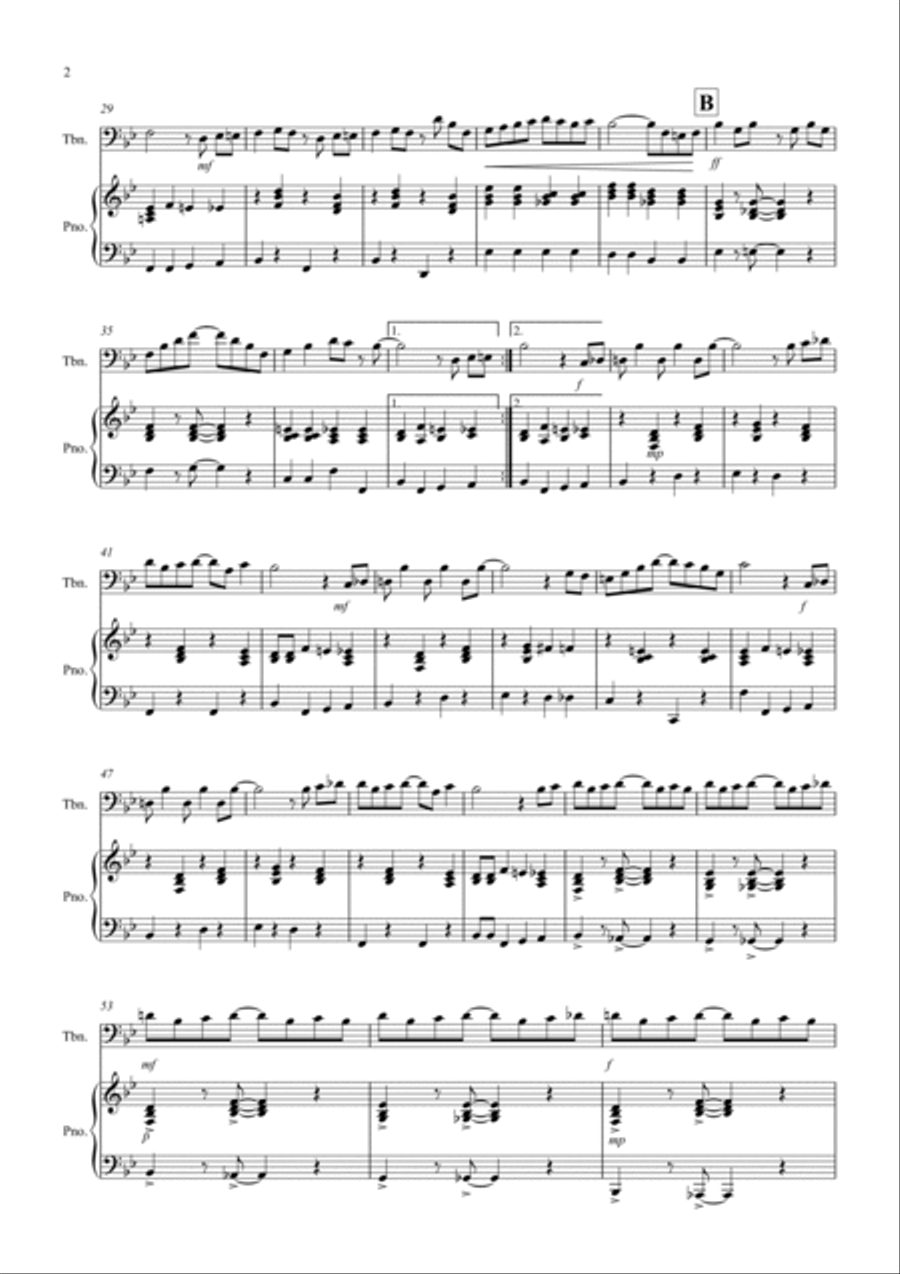 The Entertainer for Trombone and Piano Piano scores gallery preview page 2