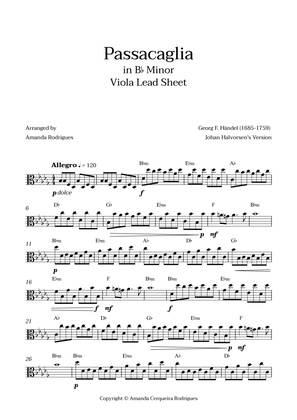 Passacaglia - Easy Viola Lead Sheet in Bbm Minor (Johan Halvorsen's Version)