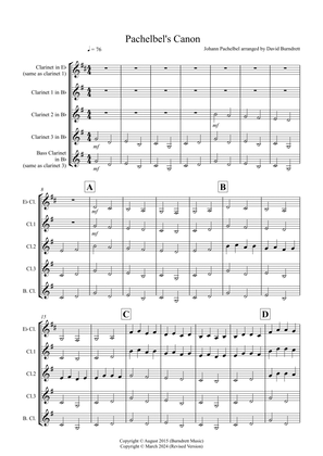 Pachelbel's Canon for Mixed Clarinet Trio
