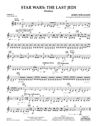 Star Wars: The Last Jedi (Medley) (arr. Robert Longfield) - Violin 3 (Viola T.C.)