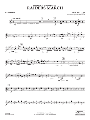 Raiders March (from Raiders Of The Lost Ark) (arr. Jay Bocook) - Bb Clarinet 2
