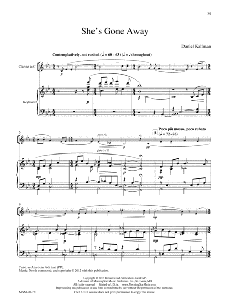 Down by the Riverside: Six Songs for Clarinet and Piano image number null