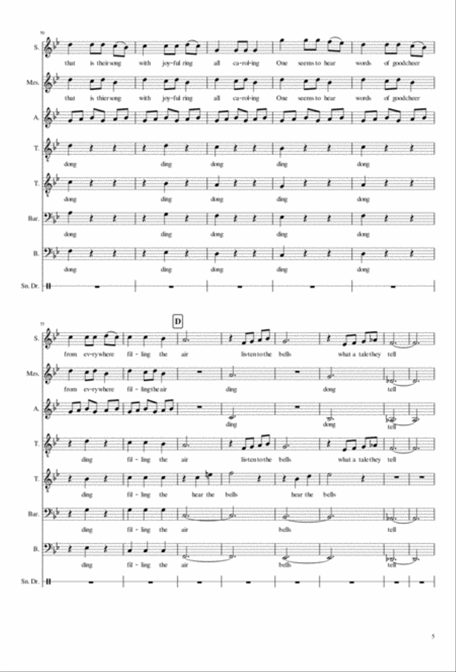 Holiday Piece (carol Of The Bells) Divisi scores gallery preview page 5