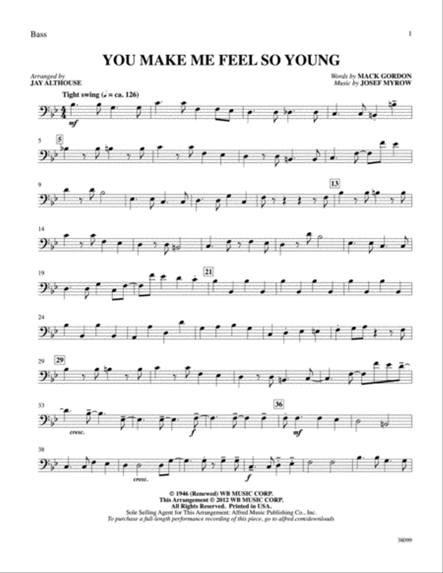 You Make Me Feel So Young: String Bass Double Bass scores gallery preview page 1