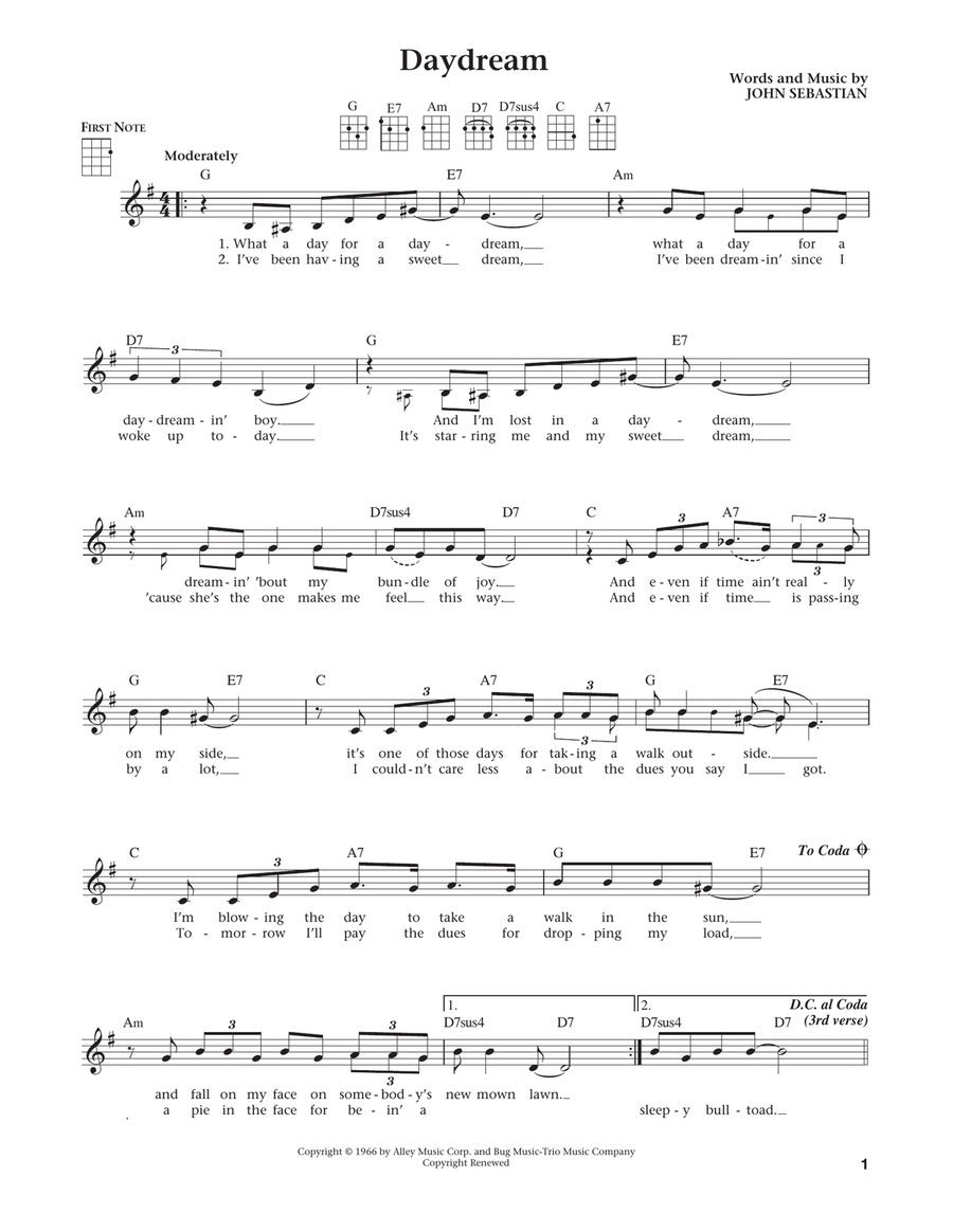 Daydream (from The Daily Ukulele) (arr. Liz and Jim Beloff) Ukulele scores gallery preview page 1
