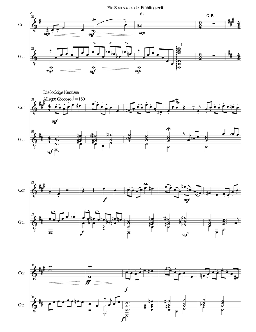 Ein Strauss aus der Frühlingszeit (a bunch of flowers from springtime) for cor anglais and guitar English Horn scores gallery preview page 4