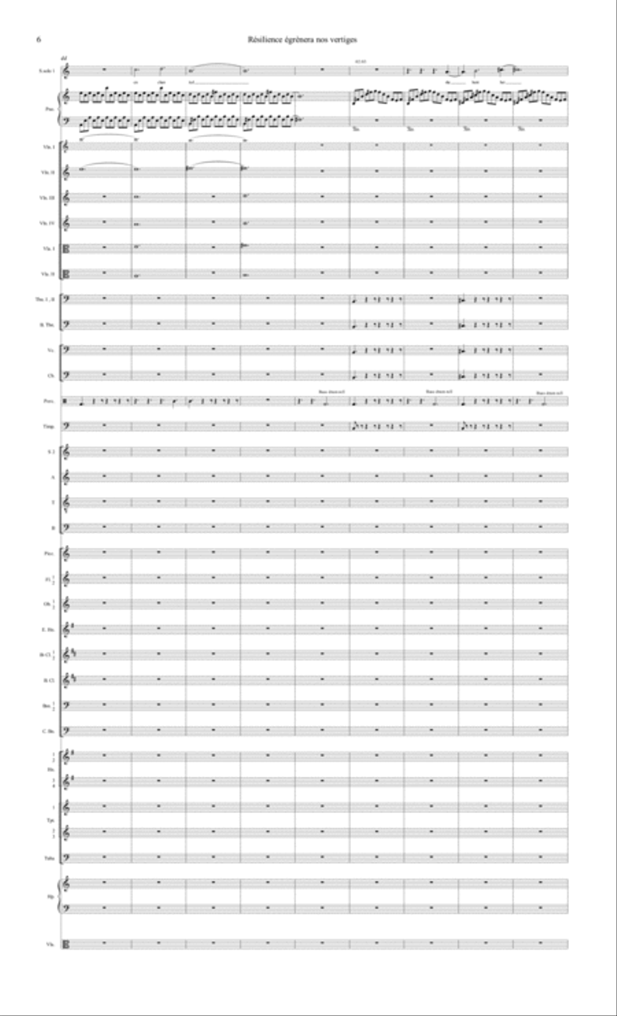 Résilience égrènera nos vertiges (solo soprano piano choir and orchestra ) 4-Part scores gallery preview page 6